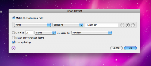 iTunes LP Smart Playlists